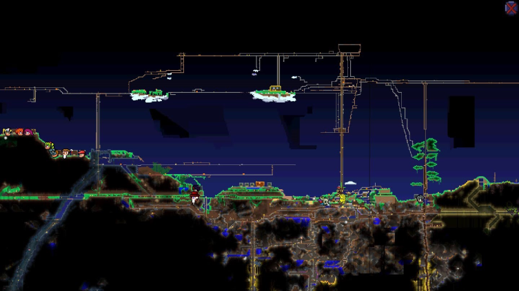 a screenshot of a map in terraria that looks very messy